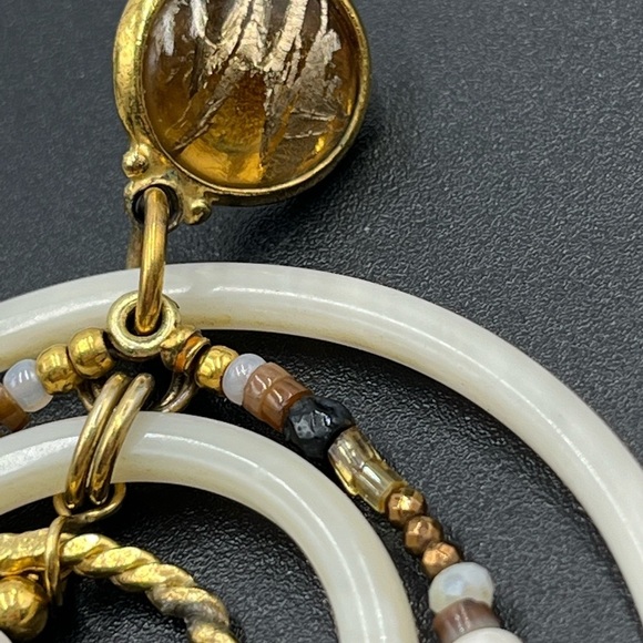 Gas Bijoux Alexia Drop Hoop Beaded Boho Gold Plated Earrings Earrings - Picture 12 of 16